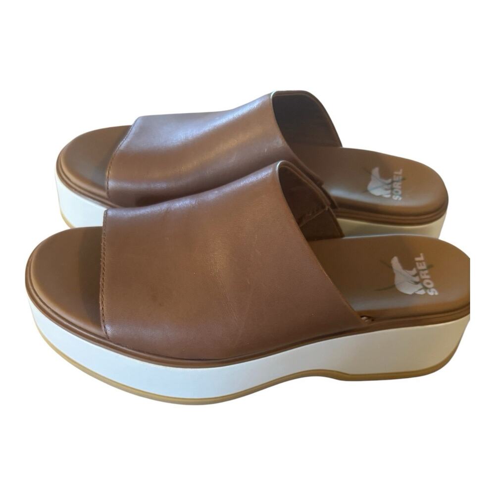 Sorel Dayspring Slide Sandal Women's Size 7.5 Brown Leather Platform Comfort - Picture 3 of 5